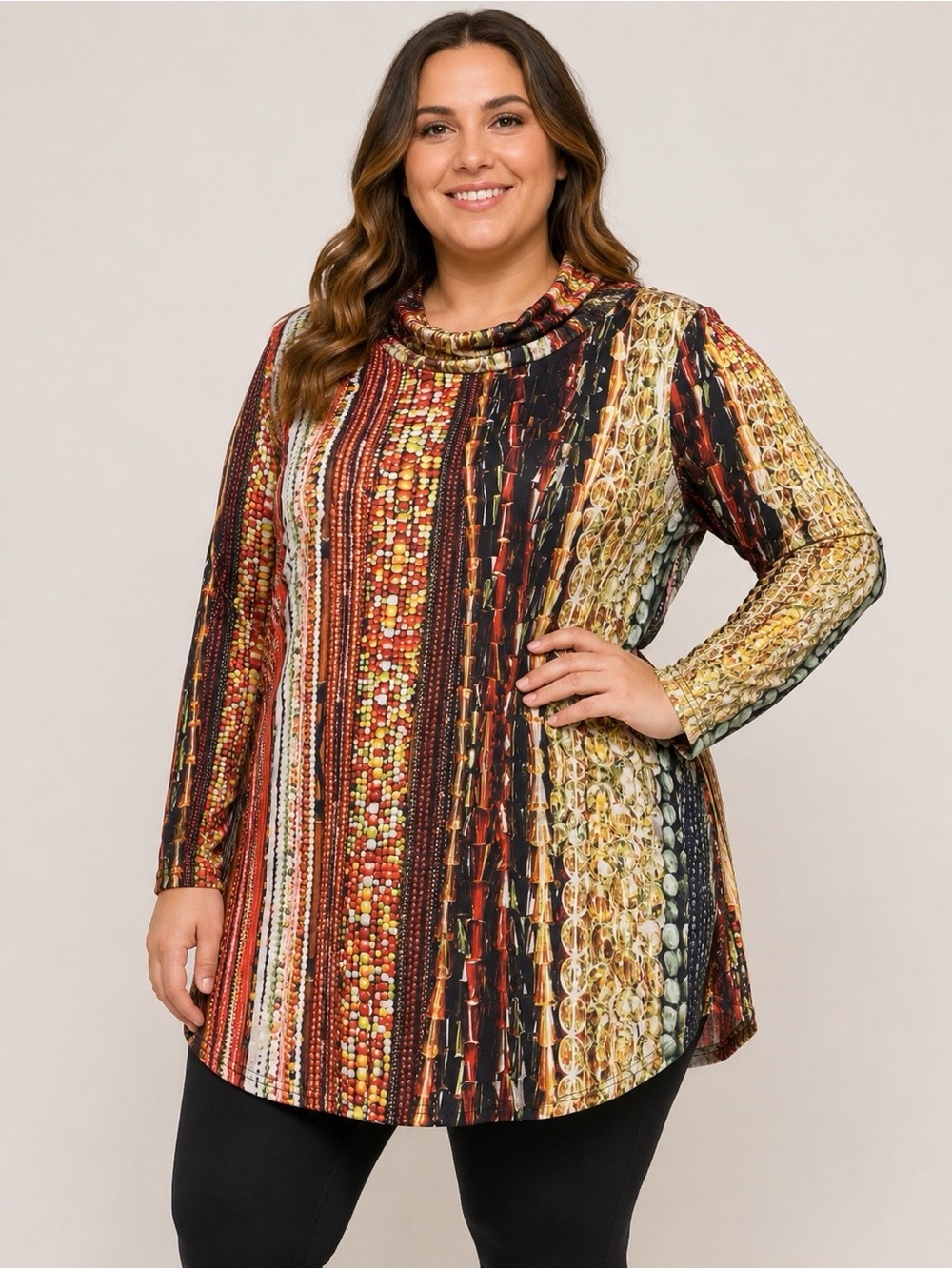 Lily Firmiana Large Corn Fall Harvest Indiana Long Tunic Blouse or Dress Silky L